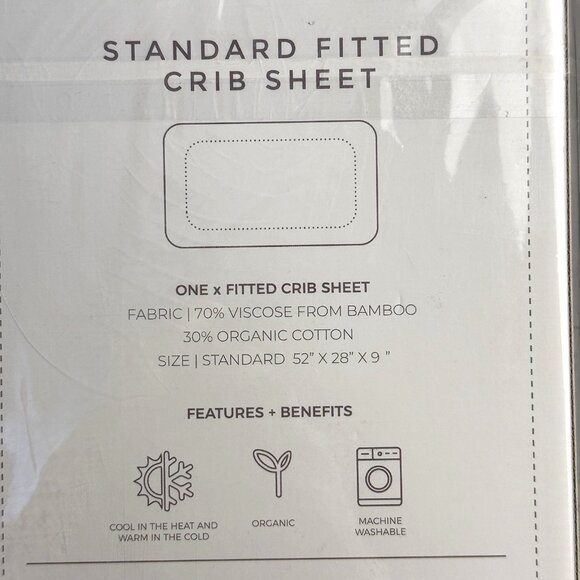 Goumi Nursery Fitted Crib Sheet Beige Bamboo Organic Cotton Standard Size NWT - Picture 5 of 8